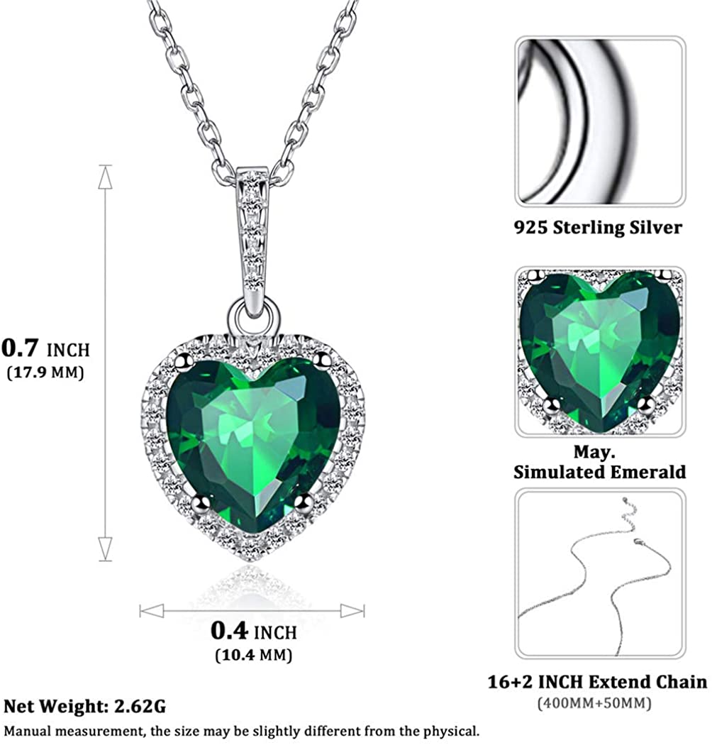 Amour-May Birthstone ⌈Shape of My Heart⌋ Necklace for Women