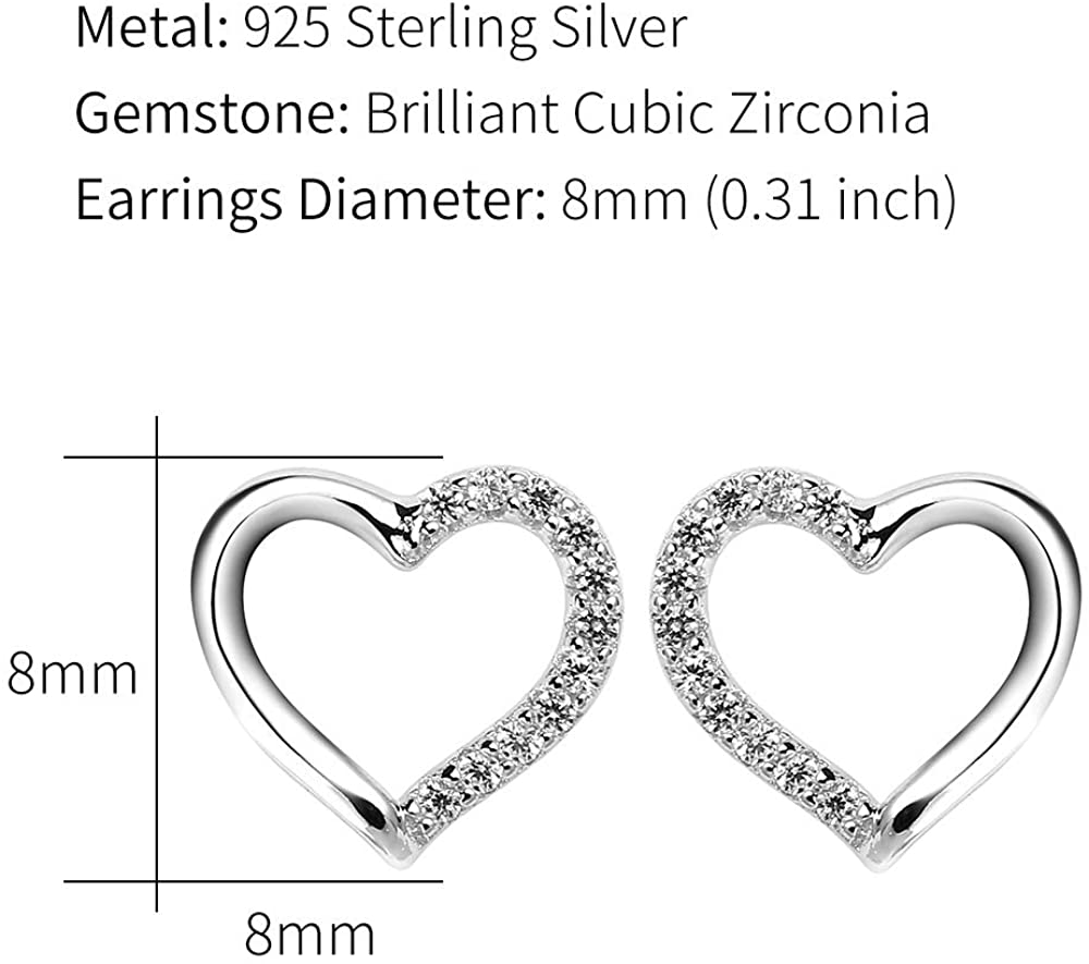 AMOUR – 925 Sterling Silver Studs With Sparkling Created Diamond White Gold Finish Heart Shape For Women