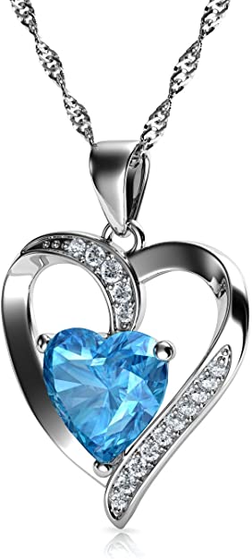 White Gold Finish Aquamarine Heart Cut Swirl Created Diamond Stud Earrings Pendant Necklace Jewellery Set