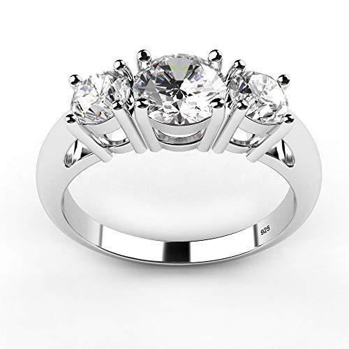 Sterling Silver 925 Sterling Silver 3 Stone Engagement Ring