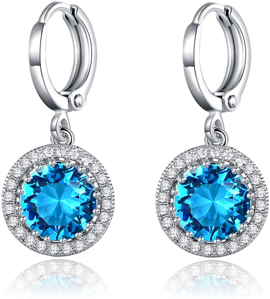 Sultana-Mayfair Women’s Round Hoop Lever back Light Blue Earrings