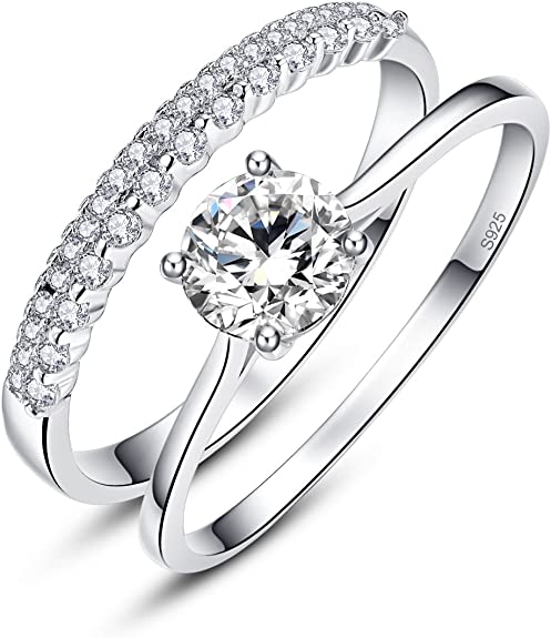 925 Silver solitaire created diamond set ring