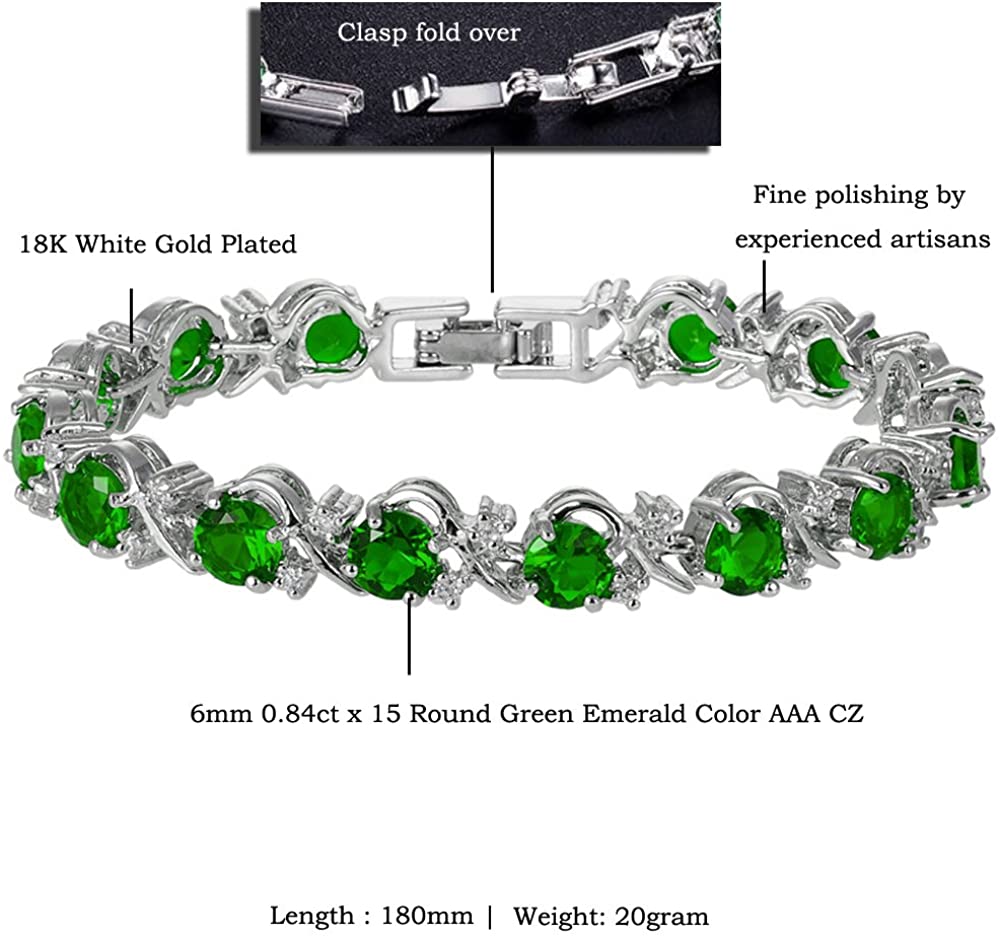 Signature-Blossom Tennis Bracelet Green Round Cut Gemstones