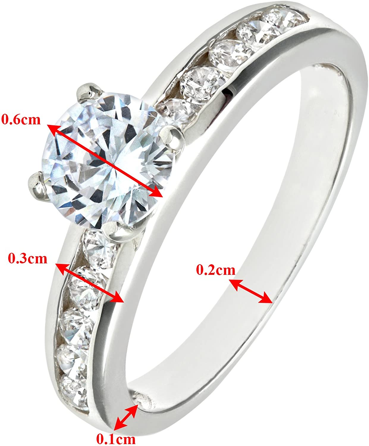 RIVIERA – Sterling Silver Engagement Ring With Created Diamond Shoulders