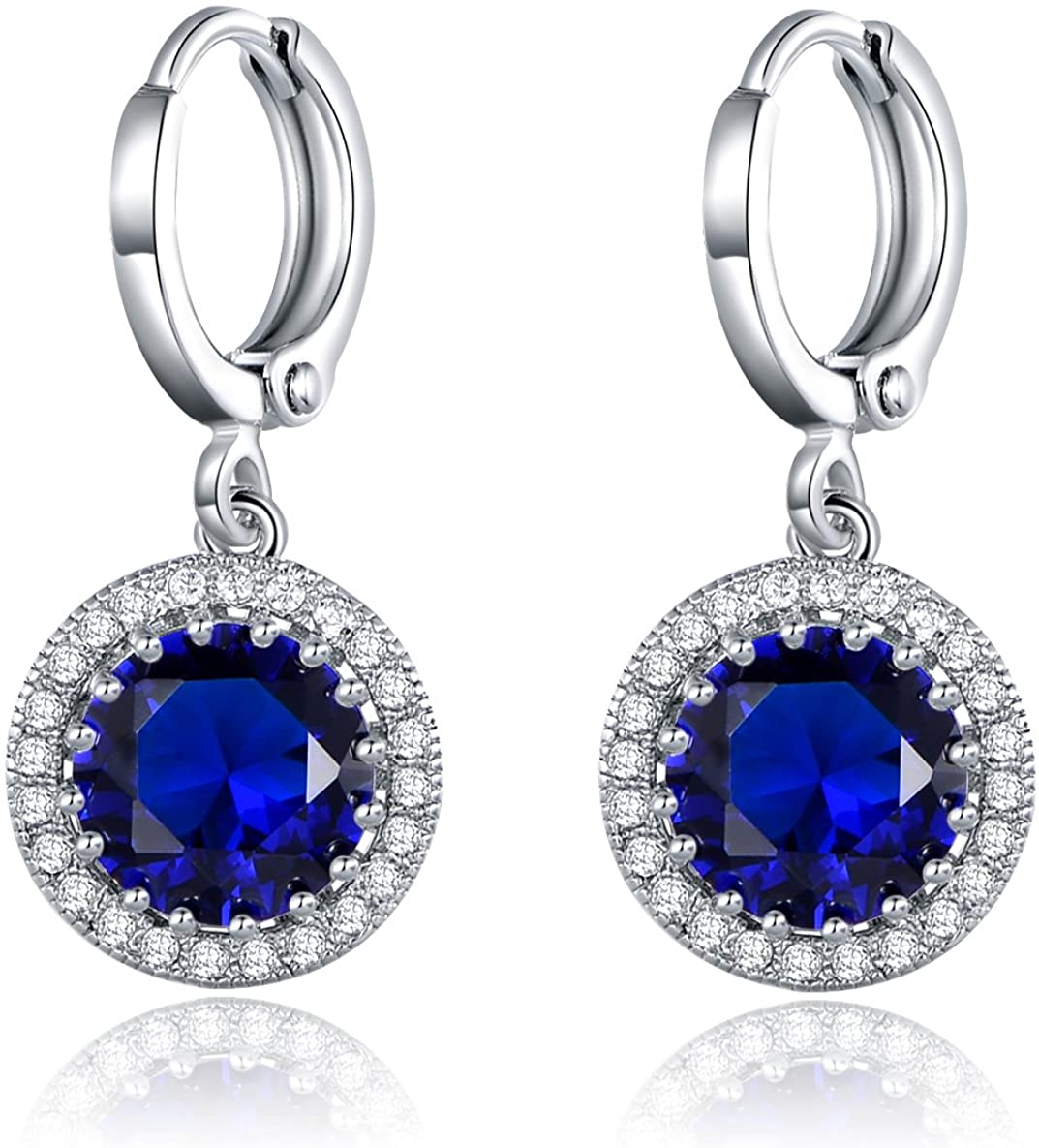 Sultana-Mayfair Women’s Round Hoop Lever back Blue Earrings