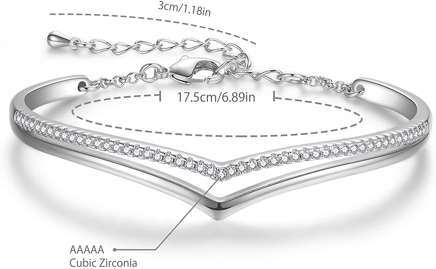 SULTANA – Minimalistic White Gold Finish Bracelet With Top Layered Created Diamond for Women