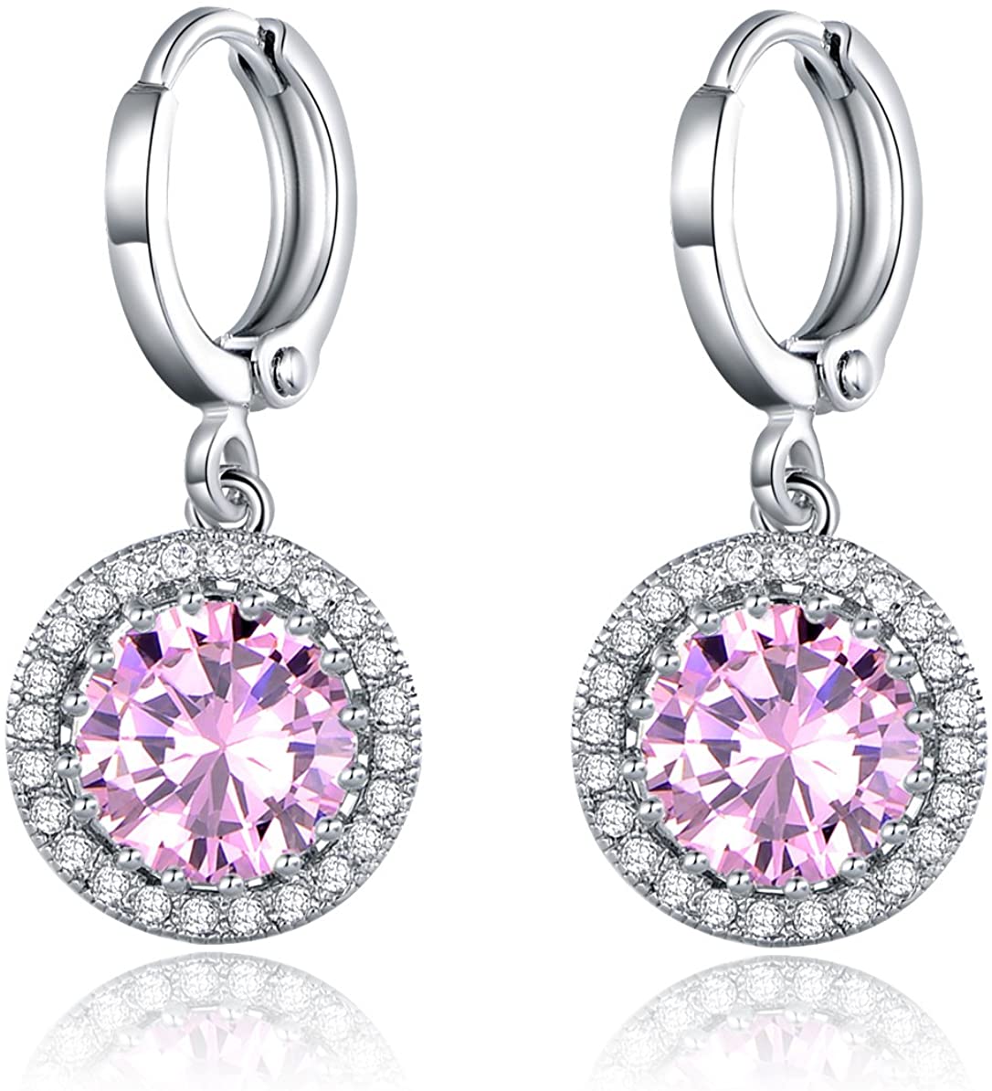 Sultana-Mayfair Women’s Round Hoop Lever back Pink Earrings