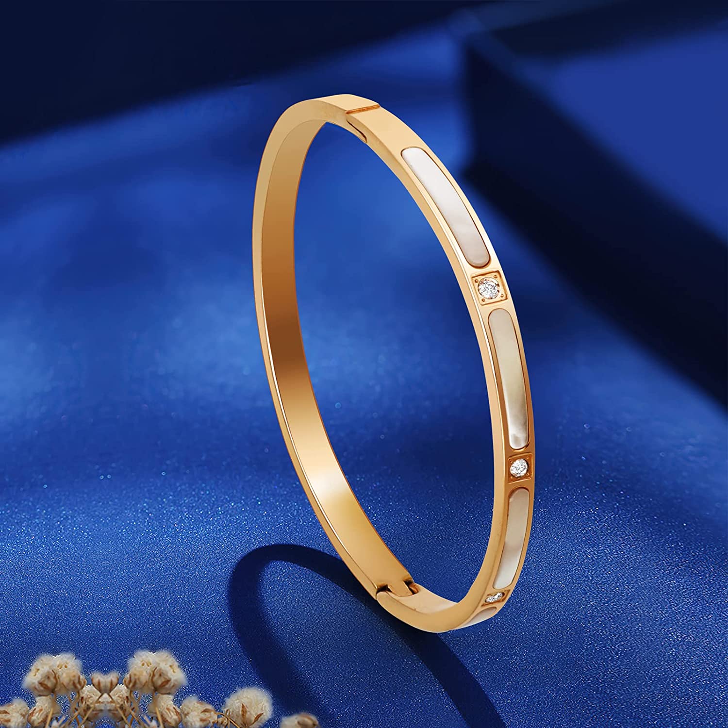 REGENCY – Yellow Gold Finish With White Shell & Created Diamond Jewellery Bracelet