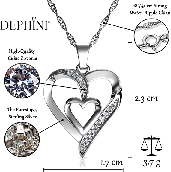 White Gold Finish Heart Cut Created Diamond Cluster Stud Earrings and Pendant Necklace Jewellery Set