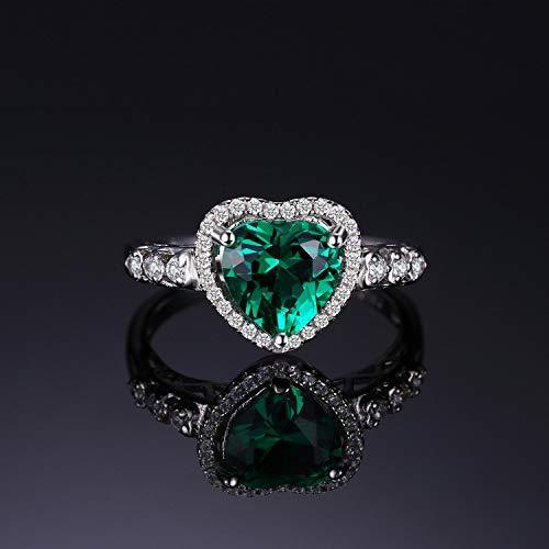 Heart Of Ocean Love Forever Halo Promise Ring 925 Sterling Silver Nano Russian Emerald