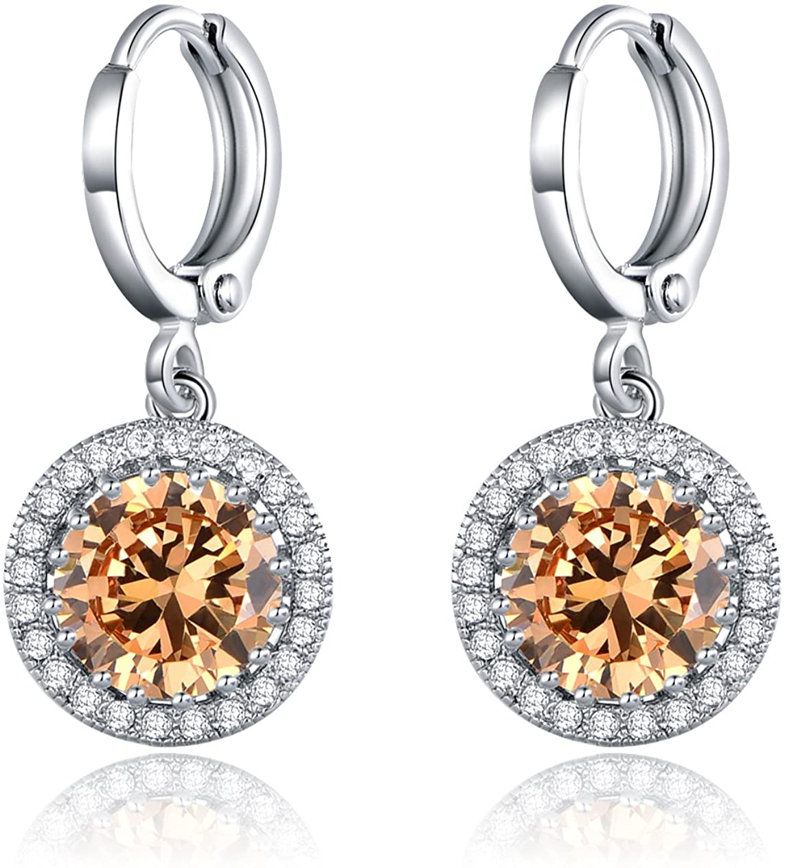 Sultana-Mayfair Women’s Round Hoop Lever back Citrine Earrings