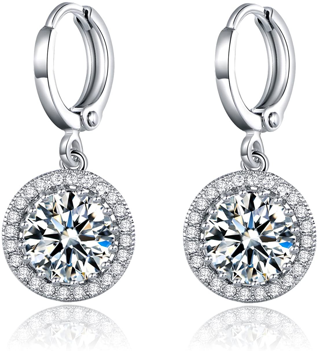 Sultana-Mayfair Women’s Round Hoop Lever back Clear Earrings