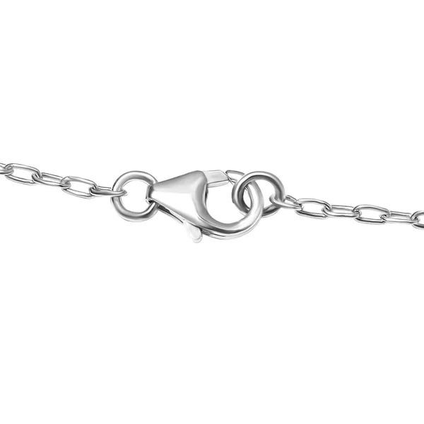 Platinum Finish On Sterling Silver With Single Row Diamond Tennis Necklace