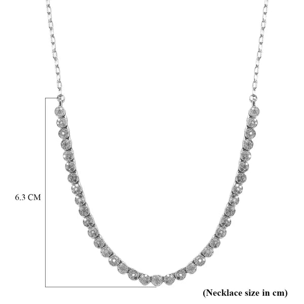 Platinum Finish On Sterling Silver With Single Row Diamond Tennis Necklace