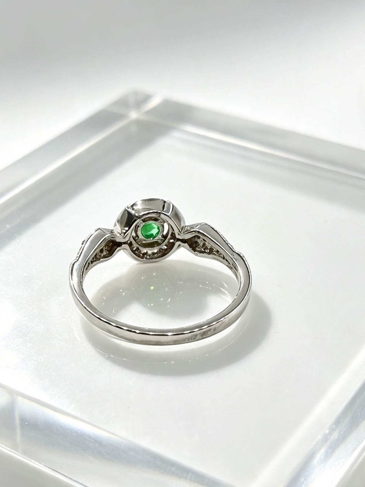 The Celeste — Emerald & Diamond Halo Ring—— DUBAI GEMS