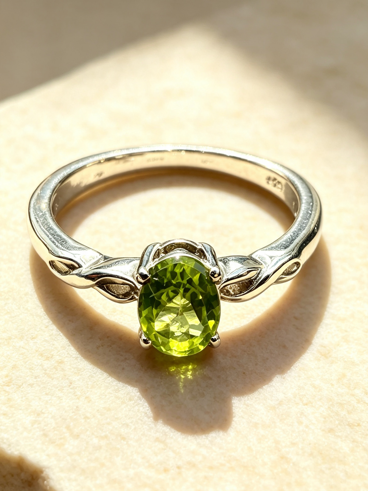 The Rosalind — Oval Peridot Solitaire Ring