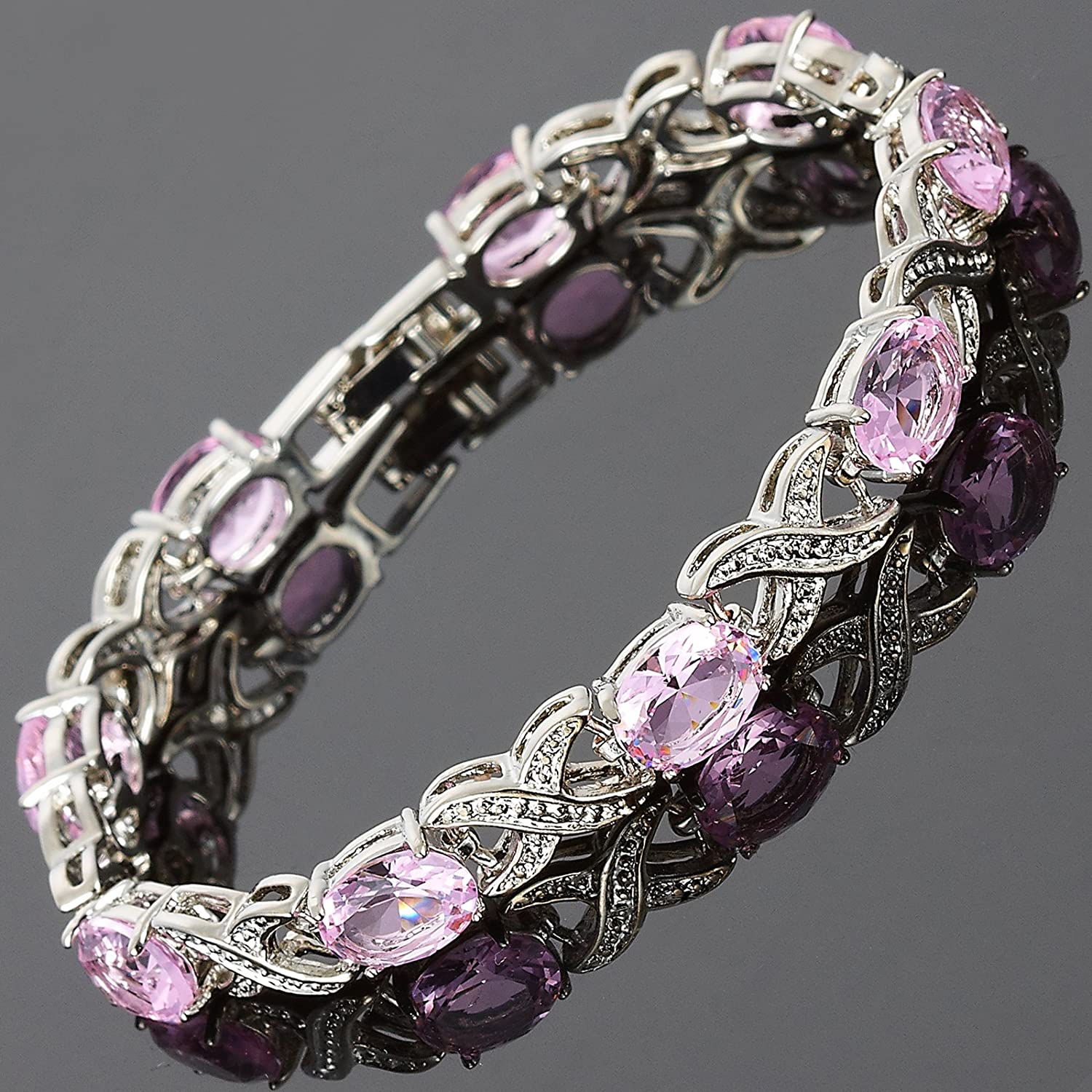 Love & Kisses Pink Sapphire Tennis Bracelet with Oval Cut Gemstones