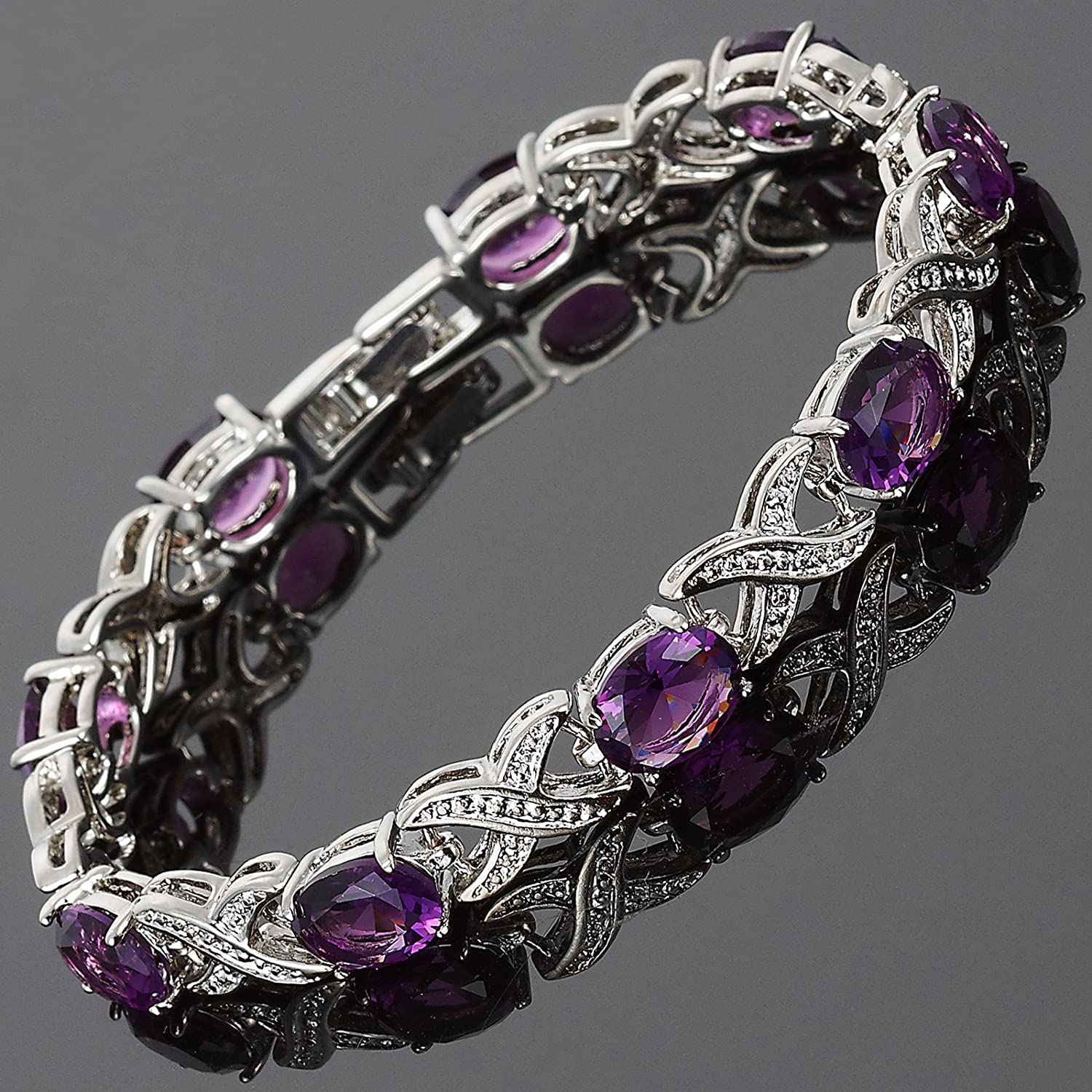 Love & Kisses Purple Amethyst Tennis Bracelet with Oval Cut Gemstones