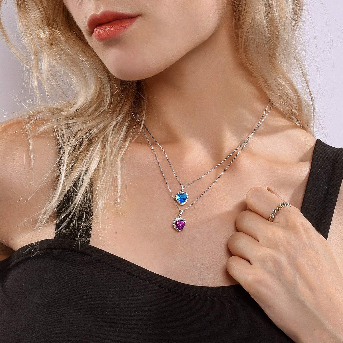 Amour-February Birthstone ⌈Shape of My Heart⌋ Necklace for Women