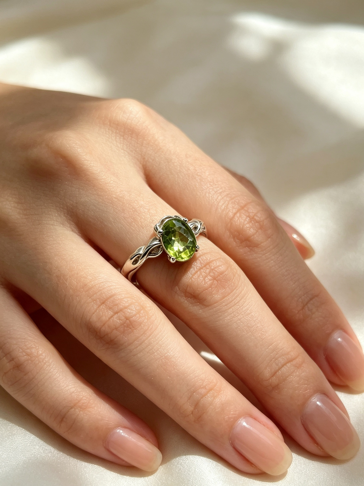 The Rosalind — Oval Peridot Solitaire Ring