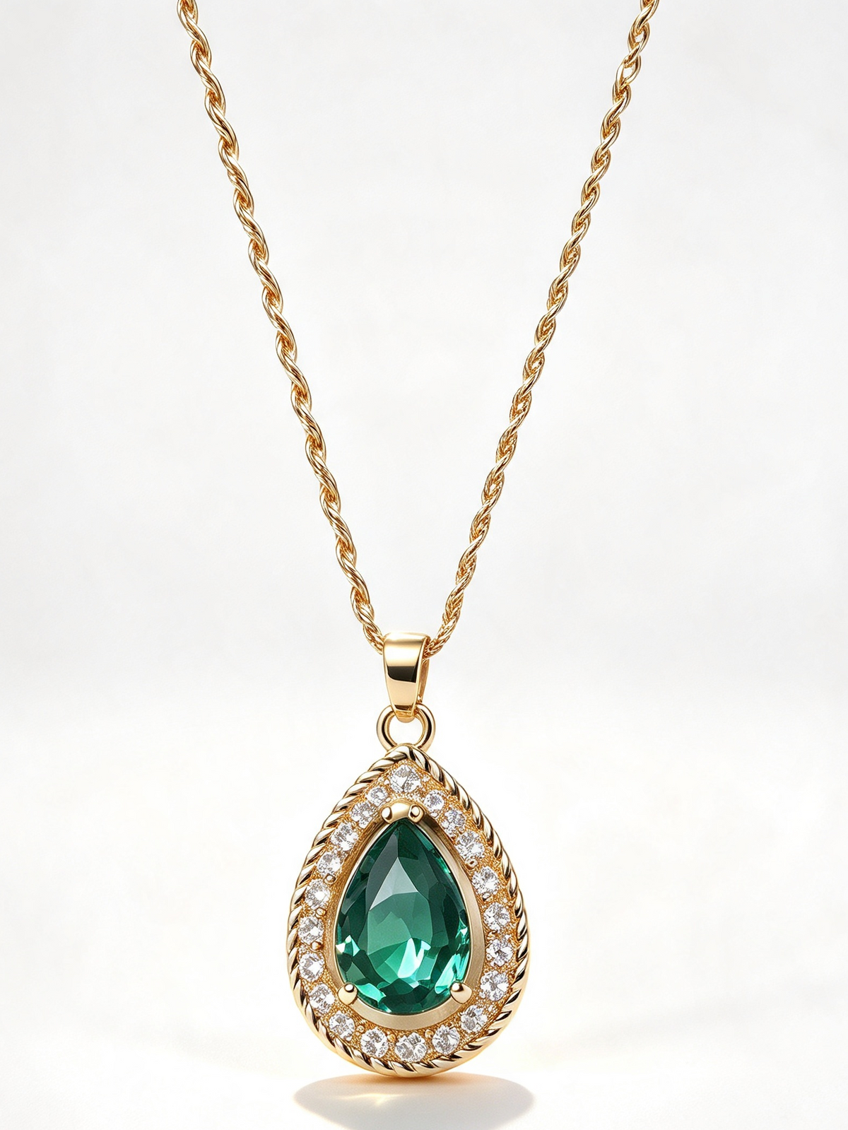 Elowen | Emerald-Colour Pear-Cut Necklace & Earring Set | Dubai Gems