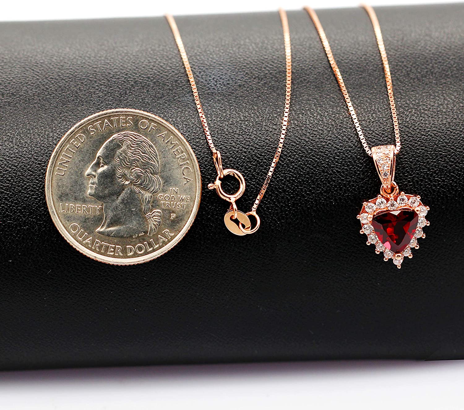 Regency-Rose Gold Birthstone Triangle Garnet Gemstone Necklace