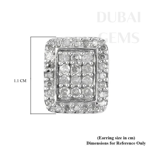 Dubai Marina Cluster Stud Earrings in Platinum Plated Sterling Silver with Push Back