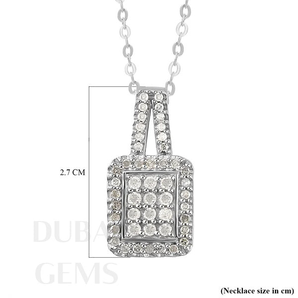 Dubai Marina Natural Diamond Pendant With Chain in Platinum Overlay Sterling Silver