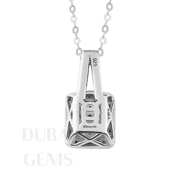 Dubai Marina Natural Diamond Pendant With Chain in Platinum Overlay Sterling Silver