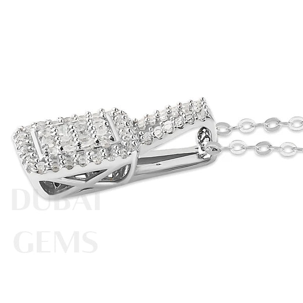 Dubai Marina Natural Diamond Pendant With Chain in Platinum Overlay Sterling Silver