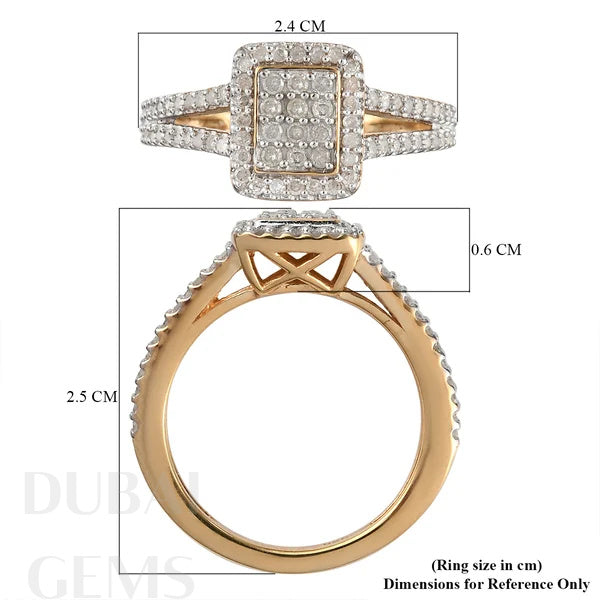 Yellow Gold Dubai Marina Natural Diamond Shoulder Set Cluster Ring Limited Edition