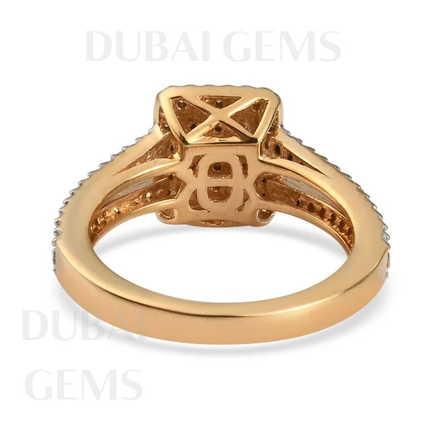 Yellow Gold Dubai Marina Natural Diamond Shoulder Set Cluster Ring Limited Edition