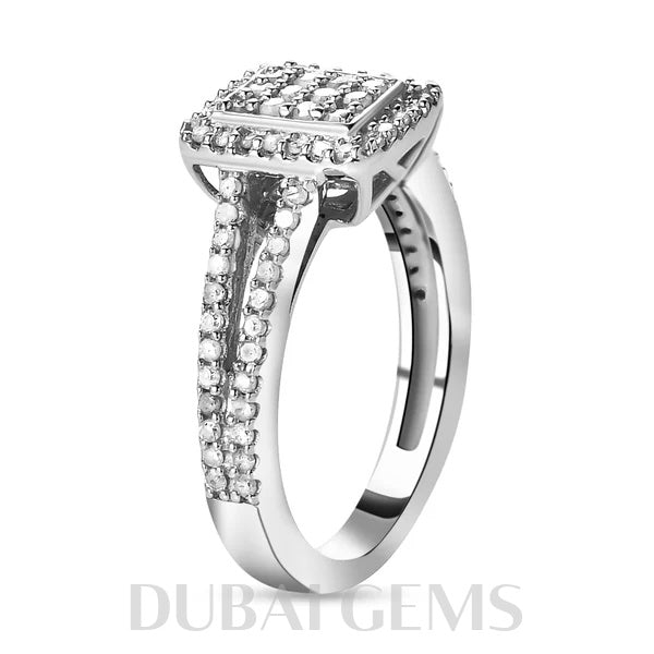 Dubai Marina Natural Diamond Shoulder Set Cluster Ring Limited Edition