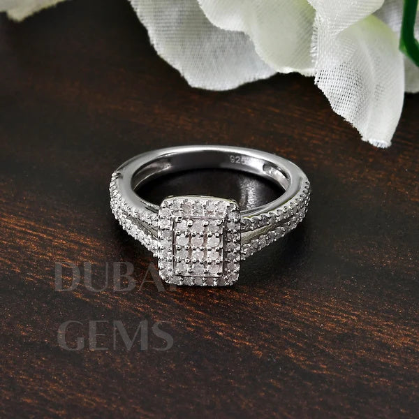 Dubai Marina Natural Diamond Shoulder Set Cluster Ring Limited Edition