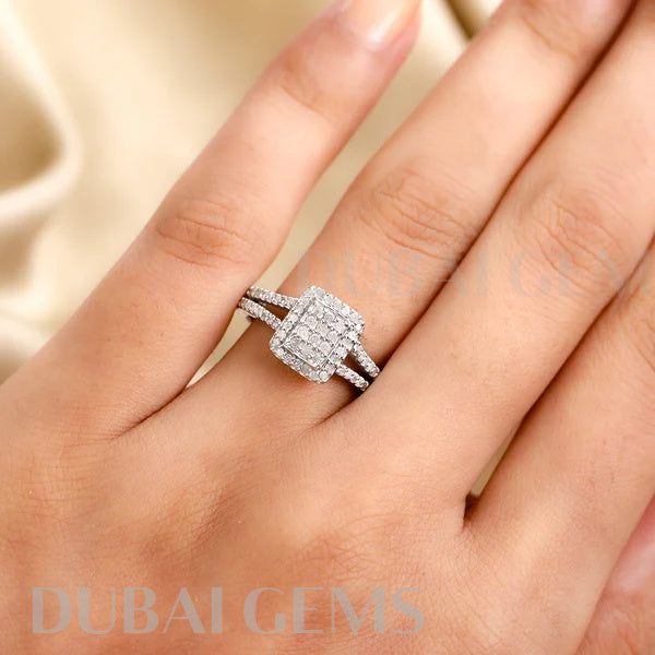 Dubai Marina Natural Diamond Shoulder Set Cluster Ring Limited Edition