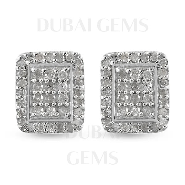 Dubai Marina Cluster Stud Earrings in Platinum Plated Sterling Silver with Push Back