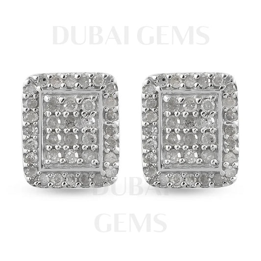 Dubai Marina Cluster Stud Earrings in Platinum Plated Sterling Silver with Push Back