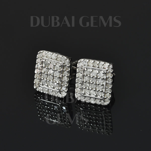 Dubai Marina Cluster Stud Earrings in Platinum Plated Sterling Silver with Push Back