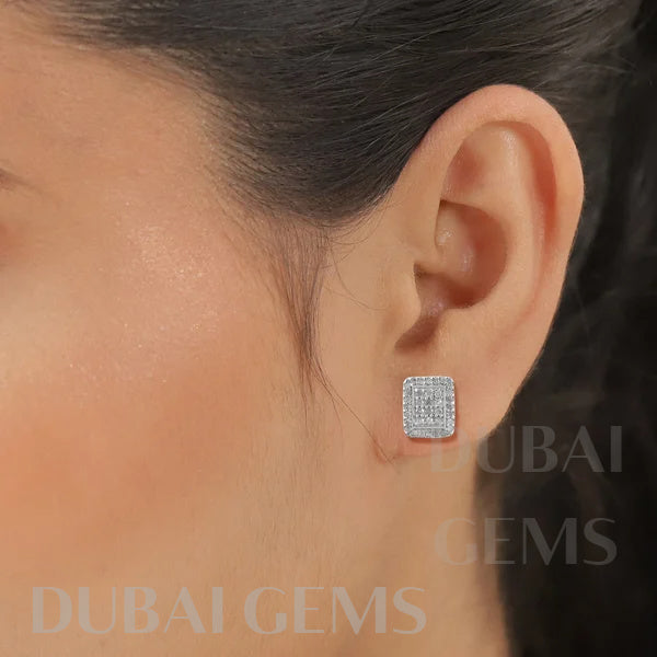 Dubai Marina Cluster Stud Earrings in Platinum Plated Sterling Silver with Push Back