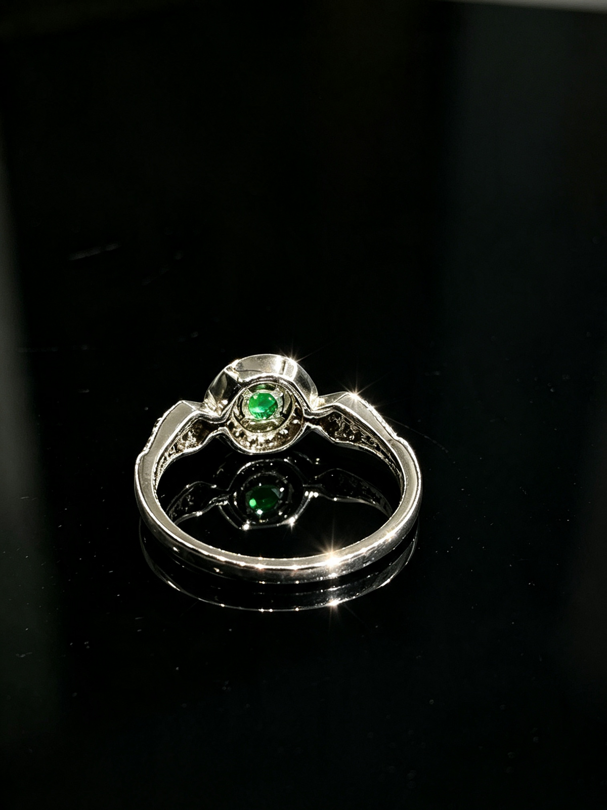 The Celeste — Emerald & Diamond Halo Ring—— DUBAI GEMS
