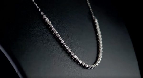 Dubai Marina Exquisite Natural Diamond Necklace in Platinum Overlay Sterling Silver