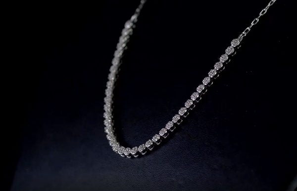 Dubai Marina Exquisite Natural Diamond Necklace in Platinum Overlay Sterling Silver