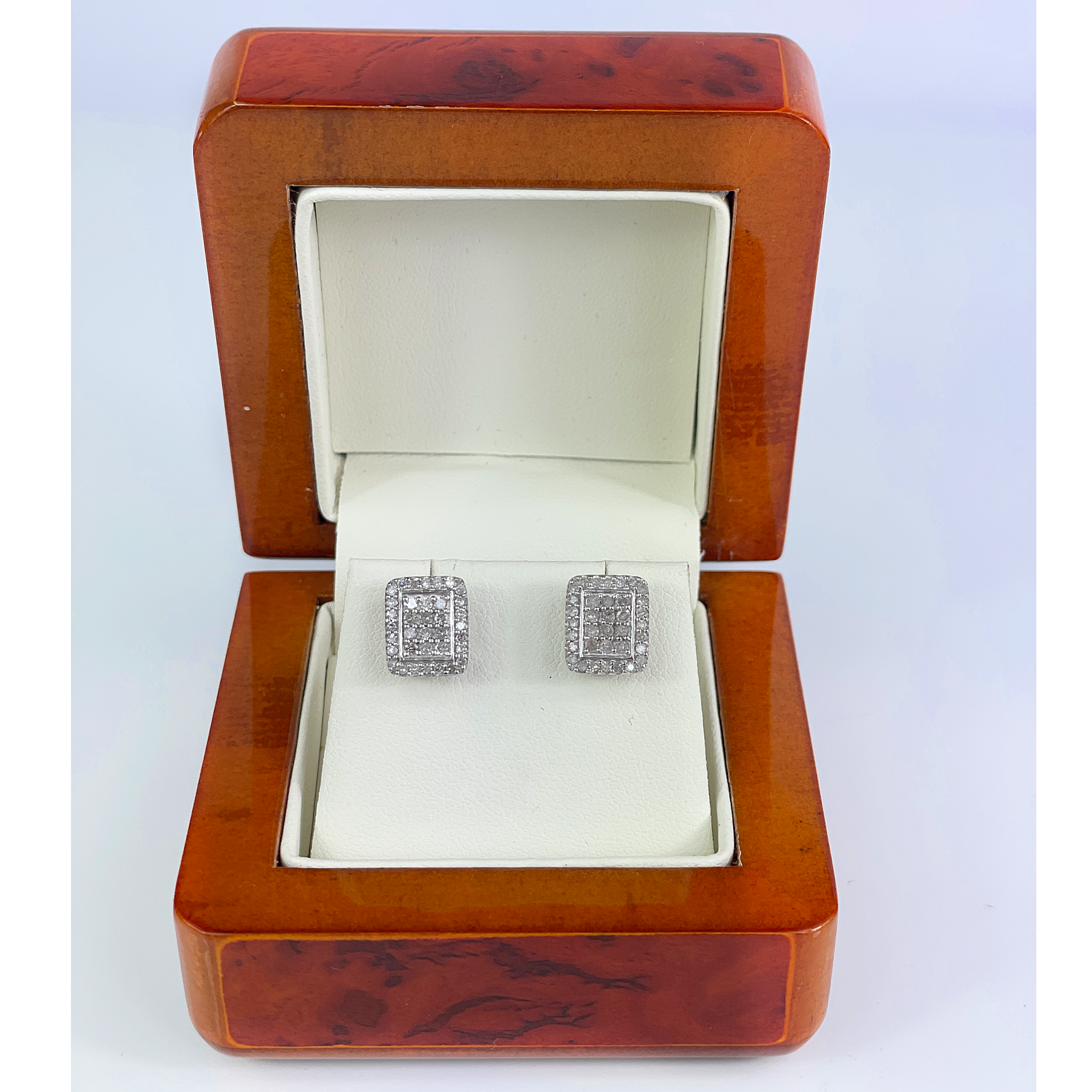 Dubai Marina Cluster Stud Earrings in Platinum Plated Sterling Silver with Push Back