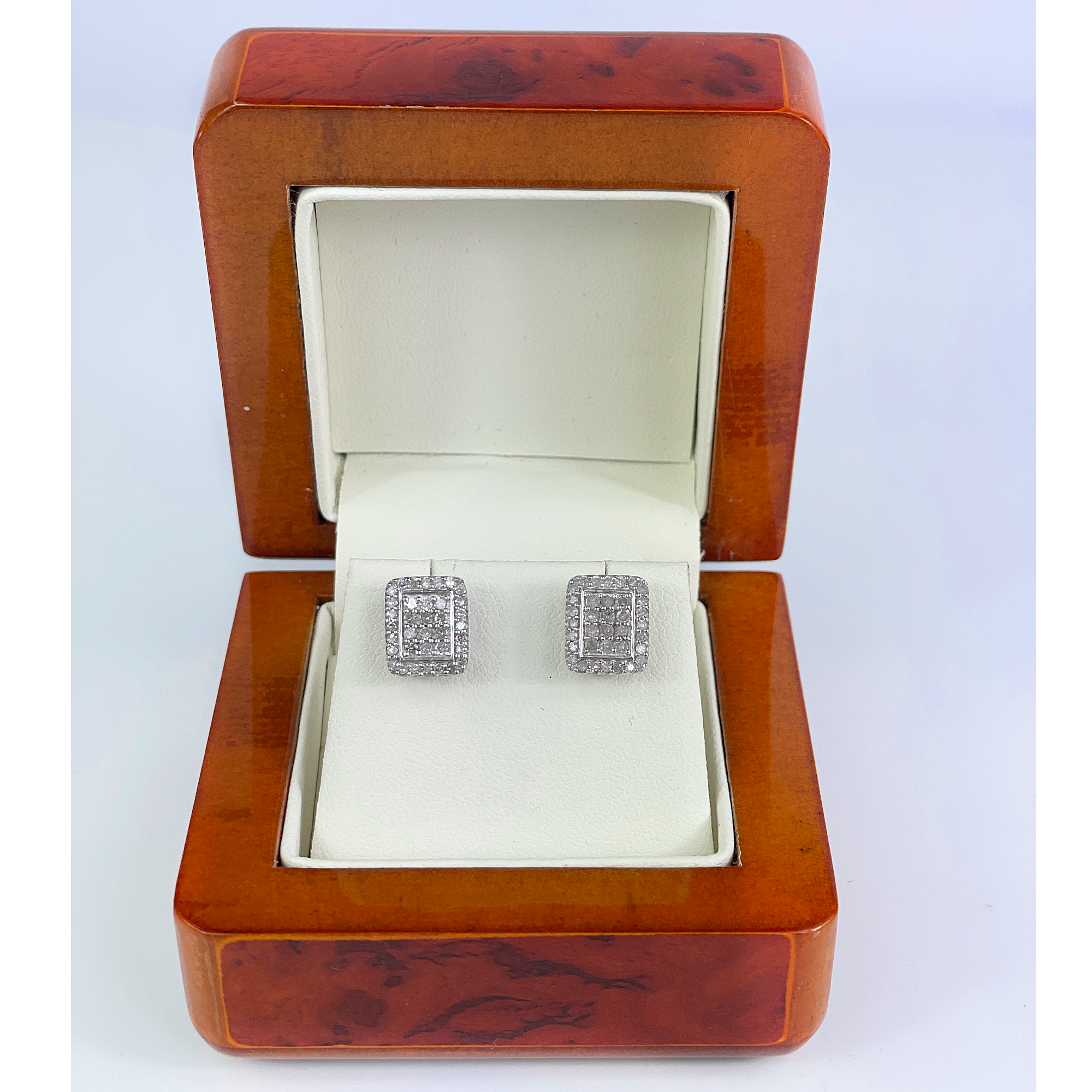 Dubai Marina Cluster Stud Earrings in Platinum Plated Sterling Silver with Push Back