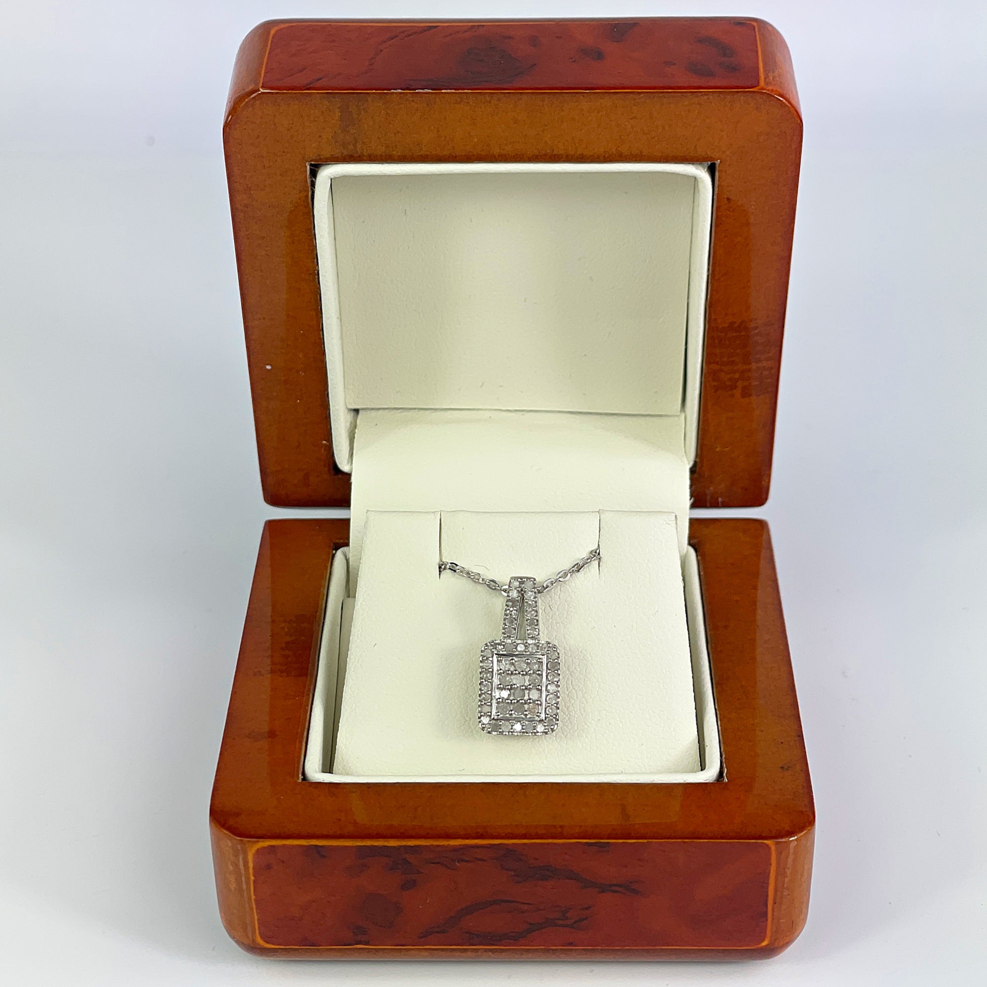 Dubai Marina Natural Diamond Pendant With Chain in Platinum Overlay Sterling Silver