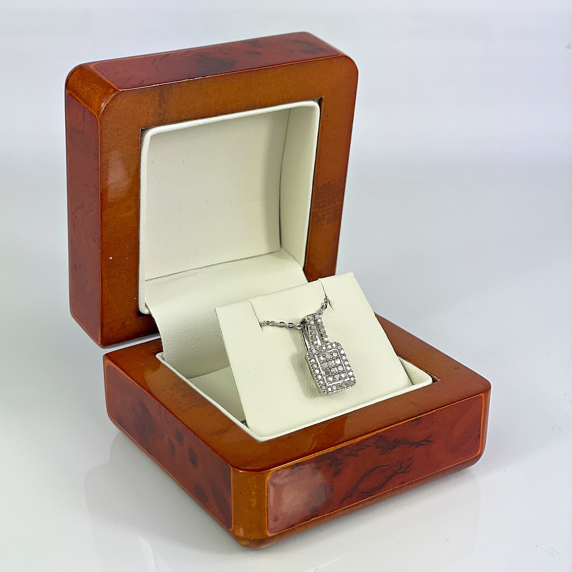 Dubai Marina Natural Diamond Pendant With Chain in Platinum Overlay Sterling Silver