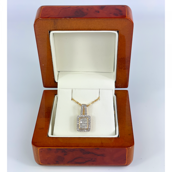 Dubai Marina Natural Diamond Pendant with Chain in 14K Gold Overlay Sterling Silver