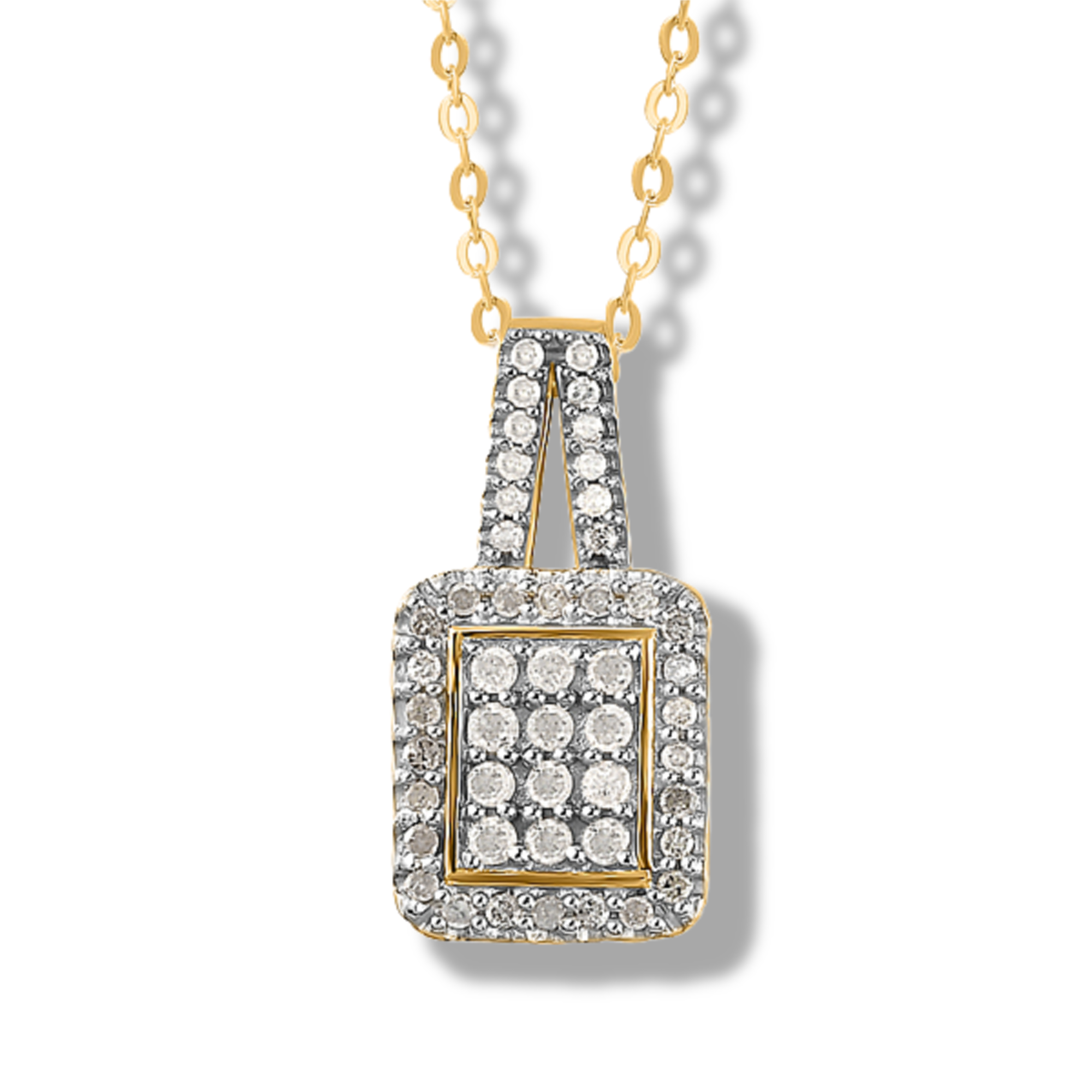 Dubai Marina Natural Diamond Pendant with Chain in 14K Gold Overlay Sterling Silver