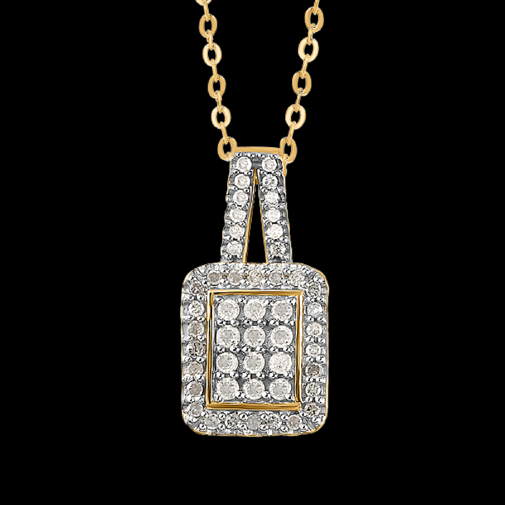 Dubai Marina Natural Diamond Pendant with Chain in 14K Gold Overlay Sterling Silver