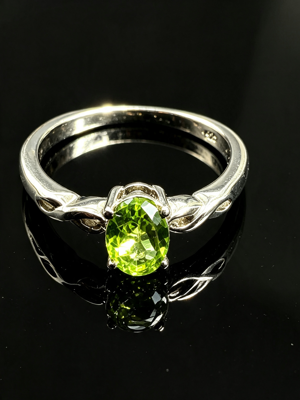 The Rosalind — Oval Peridot Solitaire Ring